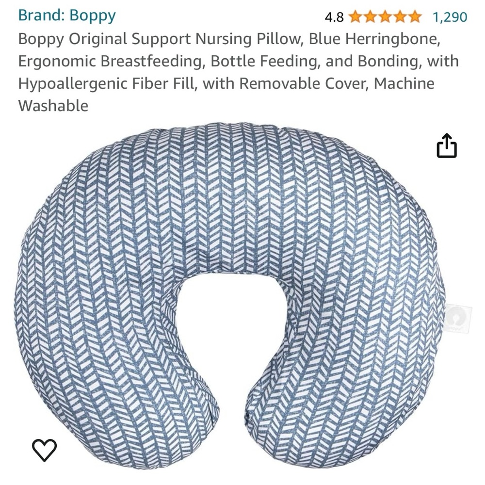 Boppy Original Support Nursing Pillow, Blue Herringbone